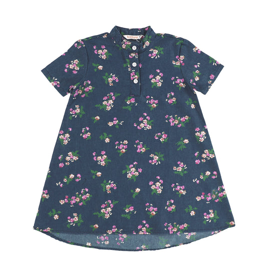 SHORT SLEEVES FLORAL SHIRT DRESS