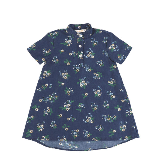 SHORT SLEEVES FLORAL SHIRT DRESS