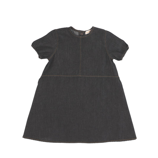 SHORT SLEEVES DENIM STITCHED DRESS