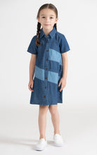 Load image into Gallery viewer, SHORT SLEEVES DENIM TWO TONE DRESS