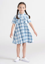 Load image into Gallery viewer, SHORT SLEEVES DENIM PLAID DRESS