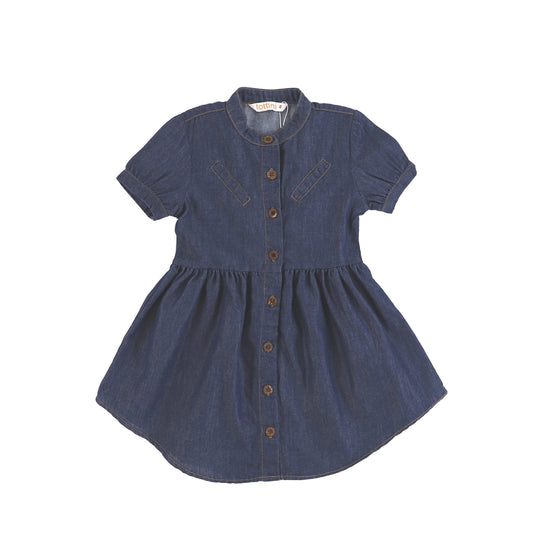 SHORT SLEEVES STITCHED BUTTON DRESS